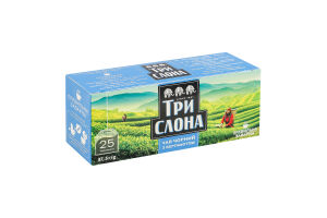 Чай чорний байховий дрібний з бергамотом Три слона к/у 25х1.5г