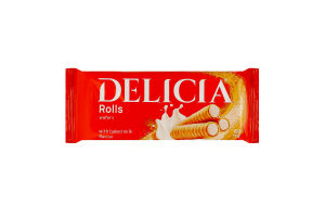 Вафли со вкусом топленого молока Трубочки Delicia м/у 150г