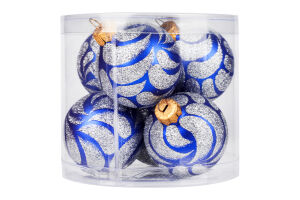 Набір куль ялинкових скляних без малюнка АСК діаметр 60мм 6шт