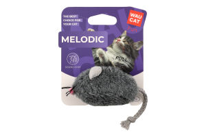 Игрушка для котов со звуковым чипом 130мм №7511 Мышка Melodic Fun WauCat 1шт