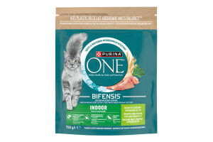 Корм сухий повнораціонний для дорослих котів з високим вмістом індички Indoor Purina One д/п 750г