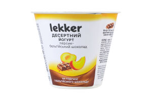 Йогурт 7.8% десертный с наполнителем Персик-бельгийский шоколад Lekker ст 180г