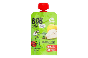 Пюре фруктовое для детей от 5мес гомогенизированное Яблоко-груша Baby Bob Snail д/п 90г