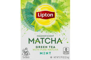 Lipton Magnificent Matcha Green Tea With Pure Matcha Mint Tea Bags - 15 CT