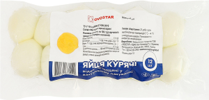 Яйца куриные пищевые отварные очищенные Ovostar в/у 12шт