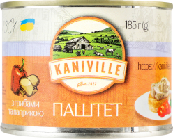 Паштет м'ясний з грибами та паприкою Kaniville з/б 185г