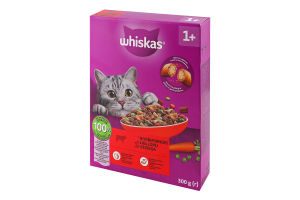 Корм сухий повнораціонний для дорослих котів З яловичиною Whiskas к/у 300г