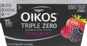 Dannon OIkos Triple Zero Blended Greek Yogurt Mixed Berry - 4 PK