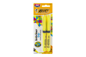 BiC Brite Liner Grip Highlighter Chisel Tip Yellow - 2 CT