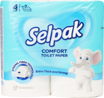 Папір туалетний 2-х шаровий Comfort Selpak 4шт