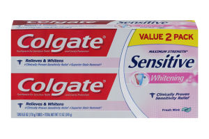 Colgate Sensitive Whitening Maximum Strength Toothpaste Fresh Mint - 2 CT