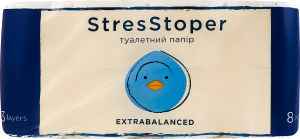 Папір туалетний білий 3-х шаровий StresStoper Кохавинська папірня 8шт