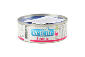 Корм д/котів Vet Life Struvite д/розчинення струвітних уролітів 85г ж/б Farmina