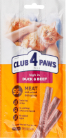 Ласощі д/котів М'ясна паличка Premium Качка та яловичина 3*5г Club 4 Paws
