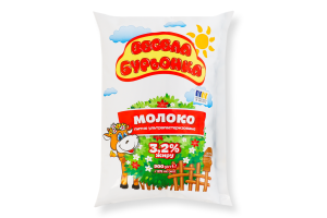 Молоко 3.2% ультрапастеризованное Весела бурьонка м/у 900г