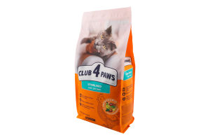 Корм сухой для котов с курицей Sterilised Premium Club 4 Paws м/у 2кг