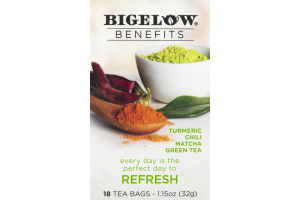 Bigelow Benefits Turmeric Chili Matcha Green Tea Bags - 18 CT