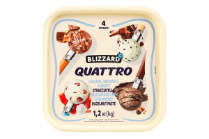 Морозиво пломбір 4 смаки Quattro Blizzard відро 1.2кг