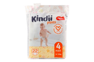 Трусики-підгузники для дітей 9-15кг 4 Maxi Pants Kindii 22шт