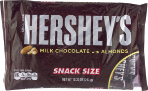 HERSHEY'S Milk Chocolate with Almonds Snack Size Bars, 10.35-Ounce Bags