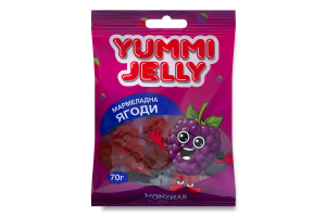 Конфеты желейные с сахаром и подсластителем Мармеладные ягоды Yummi jelly Monzhar м/у 70г