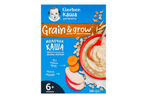 Каша молочная для детей от 6мес сухая быстрорастворимая овсяно-пшеничная Яблоко-морковь Grain&Grow Gerber к/у 240г