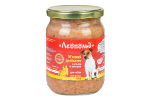 Корм консервований для собак М'ясний делікатес з м'ясом та овочами Преміум Леопольд с/б 500г