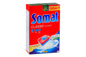 Средство для мытья посуды в посудомоечных машинах в таблетках Lemon Classic power Somat 95шт