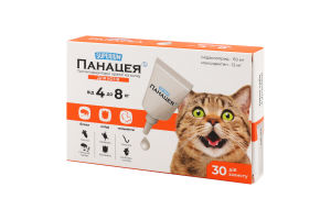 Краплі протипаразитарні д/котів від 4кг до 8кг Панацея Суперіум