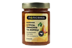 Варення Полісянка 314 мл з груш, лимонів та кориці