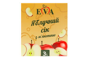 Сок восстановленный неосветленный пастеризованный с мякотью яблочный Eva к/у 3л