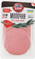 Колбаса вареная нарезка Молочная Алан в/с лоток 0.1кг