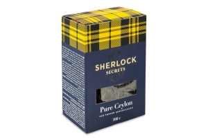 Чай черный цейлонский байховый крупнолистовой Чистый Цейлон Sherlock Secrets в/с к/у 100г