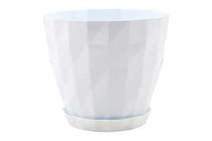 Вазон д/квітів Кристал 0,6л біло-сірий з підставкою Серінова