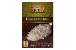 Рис длиннозернистый в пакетиках World's Rice к/у 5х80г