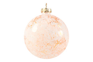 Прикраса ялинкова Куля біло-золотиста скло 8см