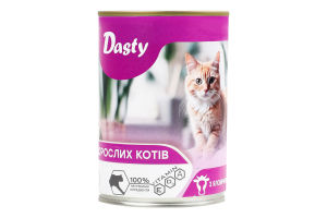 Корм д/котів з смаком яловичини 415г ж/б Дасті