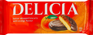 Печенье сдобное сбивное со вкусом апельсина Delicia м/у 135г
