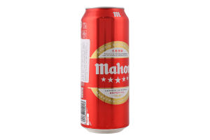 Пиво 500мл 5.5% світле фільтроване пастеризоване 5 estrellas Mahou з/б