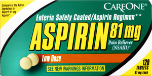 CareOne Aspirin 81 mg Low Dose Pain Reliever - 120 CT