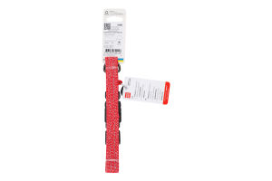 Нашийник з QR паспортом червоний відновлена бавовна пластикова пряжка 20мм L28-40см 02883 ВауДог Ре-коттон