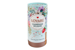 Бленд чая черного и зеленого листового с кусочками ягод и ароматом земляники Брызги шампанского Lovare тубус 80г