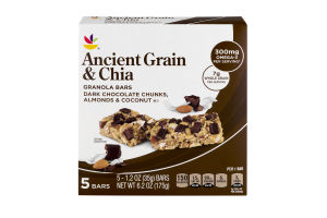Ahold Ancient Grain & Chia Granola Bars Dark Chocolate Chunks, Almonds & Coconut - 5 CT