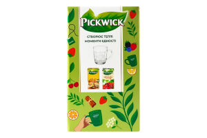 Набор Напиток фруктово-травяной Variation yellow + Чай черный ассорти + Чашка стеклянная 340мл Pickwick к/у 3шт
