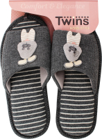 Тапочки открытые домашние женские №4580 Twins 36-37 gray rabbit
