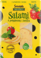 Сыр 45% твердый с томатом и базиликом ломтики нарезанные Salami Serenada лоток 150г