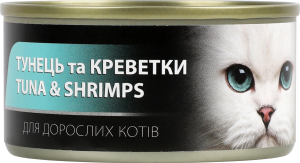 Корм д/котів з тунецем та креветками 85г ж/б ЕнімАлл