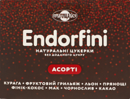 Цукерки фруктово-горіхові неглазуровані натуральні без доданого цукру Асорті Endorfini Пригощайся к/у 260г