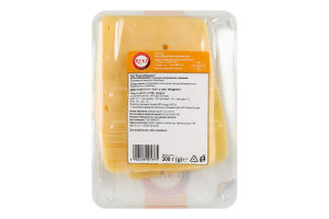 Сир нарізка сичужний дозріваючий порційний Рицький Маасдам Ryki лоток 300г