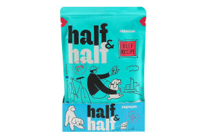 Корм влажный полнорационный для взрослых собак с говядиной в соусе Beef recipe Premium Half&Half д/п 100г